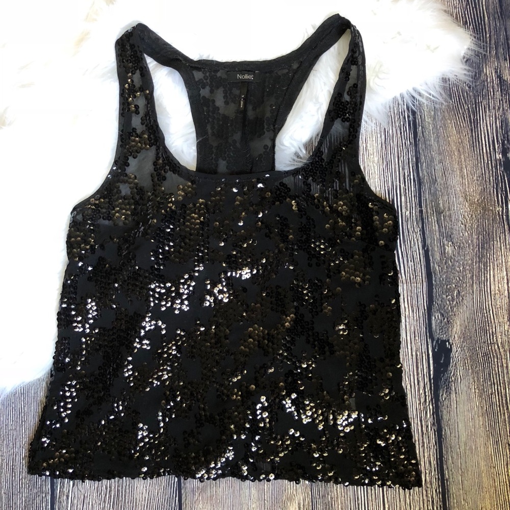 New Years Eve Sequin Sheer Top
